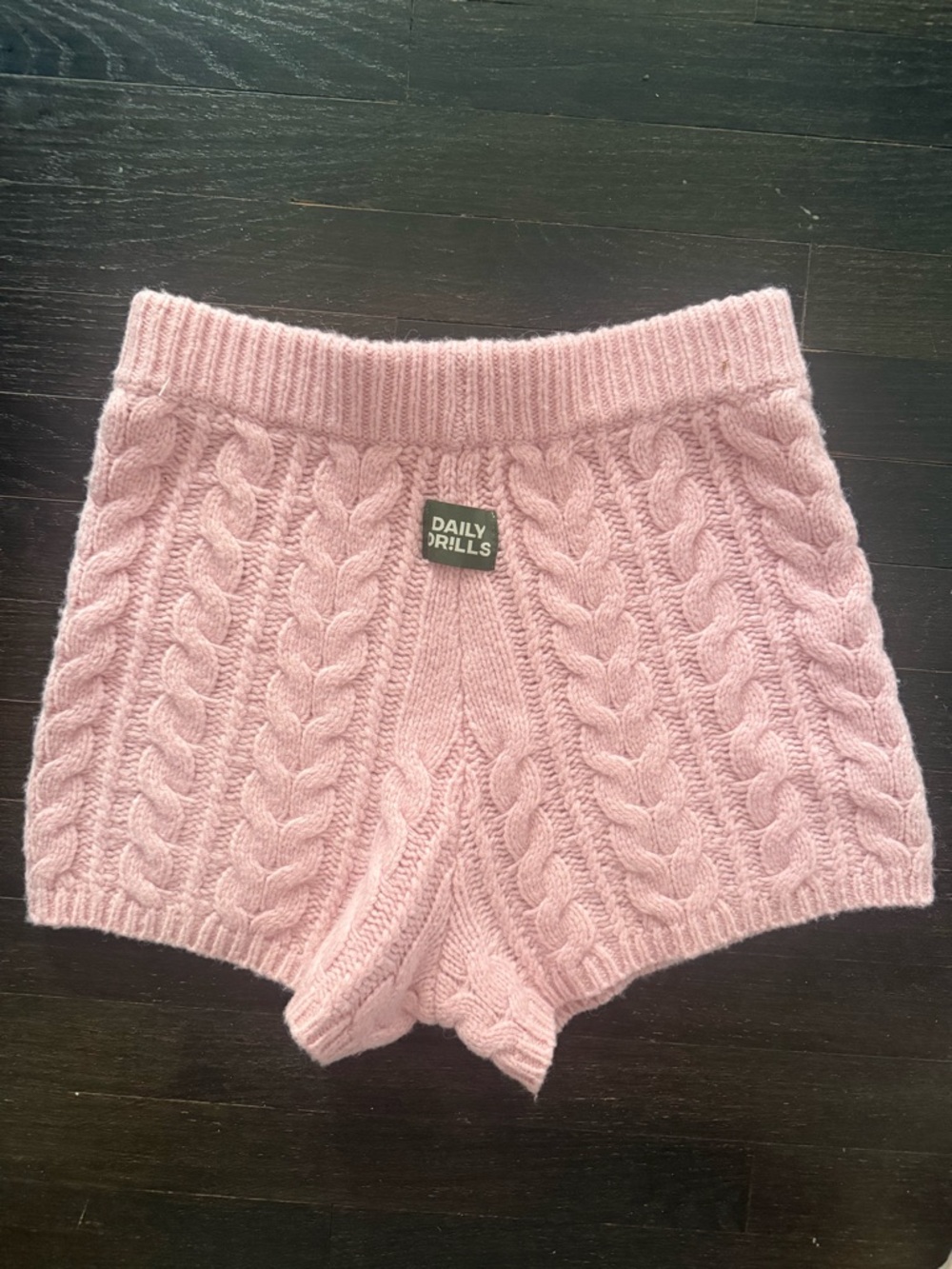 Daily Drills Pink Cable Knit Shorts